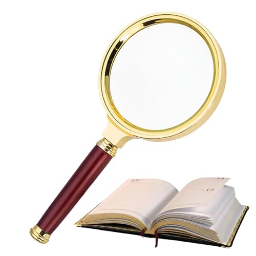 Generic - Handheld Magnifying Glass – 10X Lens, Wooden Handle | Sandalwood Magnifier Tool, Optical Inspection Device with Book Reading Use, Scientific Observation, Antique Style Design, Detail Viewing Aid