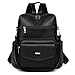 Dora & Liz Women's Leather Backpack Purse Fashion Travel Backpack Designer Convertible Shoulder Bag Work Handbag with Wristlet (Black)