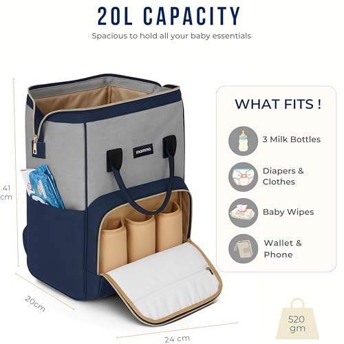 Image of MAMMA Diaper Bag for Mothers for Travel, Baby Bag for Mother Travel, Hospital Bag for Delivery Women, Baby Diaper Bag for Mom, 12 Pockets Diaper Bags for Mothers with 9 Months Warranty