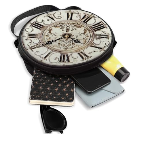 Image of Women Novelty Round Clock Shape Zippered Clock Purses for Women Tote Handbag Shoulder Bag, Gift for Mom Girlfriend
