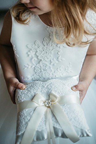 image for Alex Emotions Ivory Ring Bearer Pillow and Basket Set | Lace Collectio