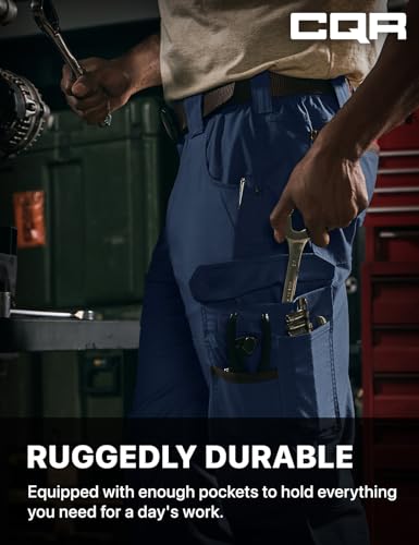 Image of CQR Men's Quick Dry Work Pants, Water Resistant Outdoor Tactical Pants, Lightweight Stretch Cargo Hiking Pants