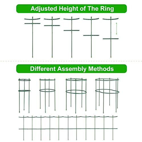 Whonline 24 Pack Plant Support Plant Stakes, 15.7Inch Metal Garden Support Cages Half Round Ring Green Plant Support Stakes For Vegetable, Tomato, Rose, Flowers Vine, Indoor Outdoor Plants #TOP2