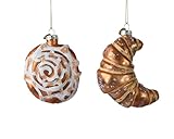 Christbaumschmuck Glas 11cm - Süßgebäck Figur zum Aufhängen - 1 Stück Sortiert - mundgeblasen - Weihnachtsbaum Anhänger für Weihnachten - Christbaumanhänger & Weihnachtsbaumschmuck - Essen Braun