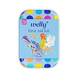 Welly First Aid Kit - Bravery Badges in Flexible Fabric and Waterproof, Singe Use Ointments Triple Antibiotic, Cleansing Wipes and Hydrocortisone - 70 Count