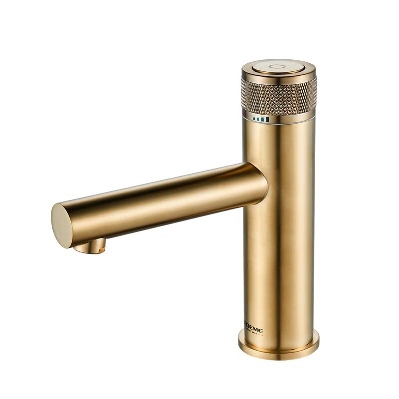 Grifo de lavabo negro con botón de encendido y agua fría y caliente L1076