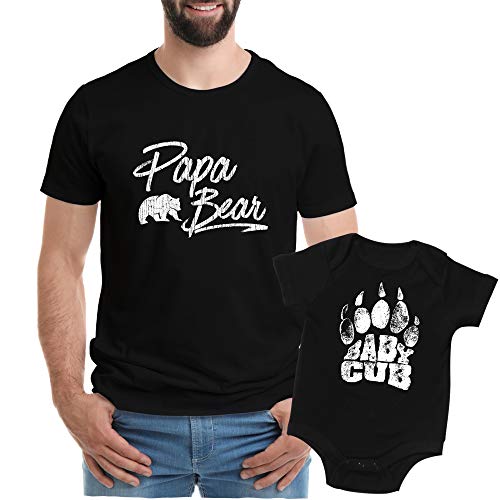 Image of Texas Tees Papa Bear Family Shirts, Bear Shirt for Dad and Daughter, Mens 2XL & Pink 0-3