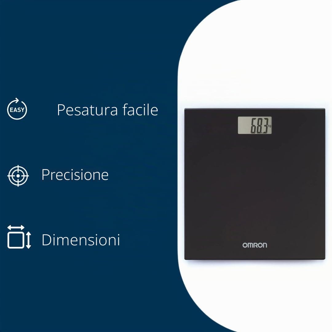 OMRON HN289 Bilancia Pesapersone Digitale – Accensione/spegnimento automatico, design extra sottile, facile da usare, stile elegante, perfetta come bilancia pesapersone per ogni bagno