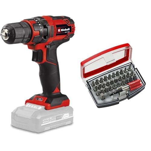 Einhell TC-CD 18/35 Taladro / destornillador inalámbrico Li - Solo Power X-Change (iones de litio, atenuador electrónico, iluminación LED, sin batería ni cargador)+Bit Box 32