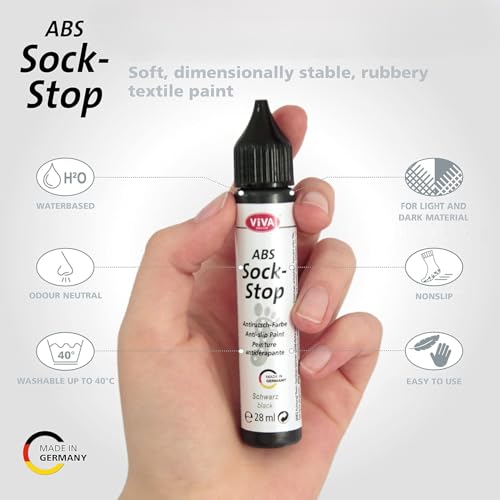 Viva Decor Sockenstopp 4x28ml Set - Anti-Rutsch-Lösung für Socken - Schwarz, Weiß, Perlgrau, Transparent