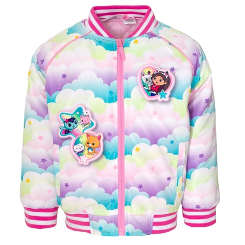 DREAMWORKS GABBY'S DOLLHOUSE Girls Varsity Zip Up Bomber Jacket Toddler to Big Kid Sizes (2T - 10-12)