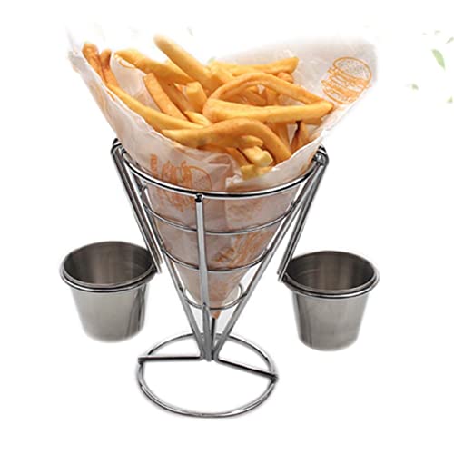 Cabilock Cesta Cónica De Hierro Galvanizado para Papas Fritas Soporte para Frito para Eventos