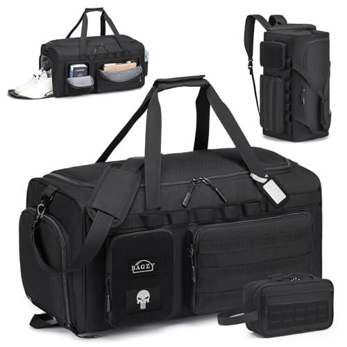 BAGZY 3 in 1 Borsone Palestra Uomo Impermeabile 55 Litri Borsone da Viaggio Tattica Militare Borsa...