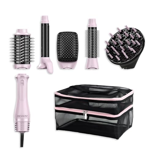 REVLON One‑Step™ Titanium 5‑in‑1 Multi Air Styler Pink Titanium Edition (bolsa incluida, 5 accesorios intercambiables: difusor, rizador, cepillo redondo, paleta y oval volumizador cerámica titanio)