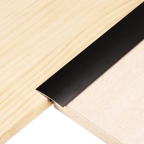 sourcing map 4 tiras de transición en T de 3 pies x 1.57 pulgadas, aleación de aluminio, vinilo para unir tablones laminados, azulejos, huecos de suelo, color negro