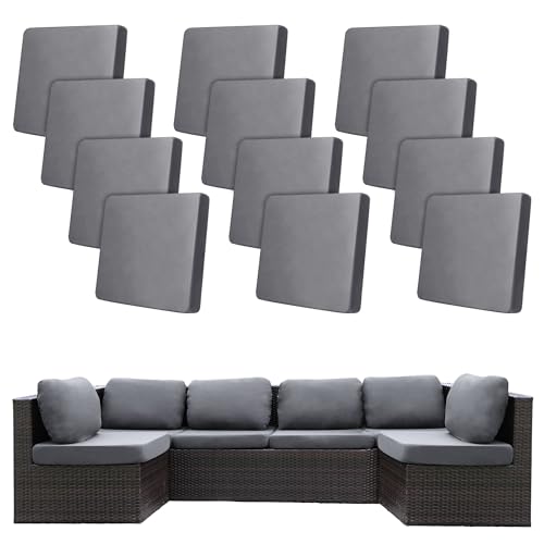 Image of BIETYONE 12Pcs Stretch Patio Cushion Covers,Outdoor Couch Covers Replacement,Outdoor Couch & Sofa Slipcovers,for Patio Furniture Cushion Covers,Washable Reusable urniture Protector(Grey,Cover Only)