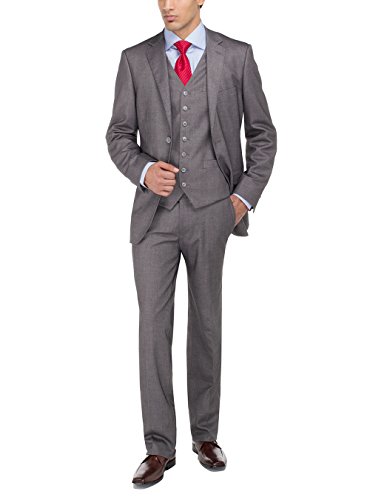 GN Luciano Men's Two Button 3 Piece Vested Suit Set Bird's Eye Modern Fit3