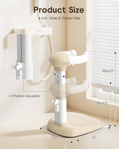 Image of COOSEYA Baby Shower Stand, Toddler Bath Stand Support with Thicker Colum, Anti-Pinch, Anti-Slip Base, Adjustable Shower Holder for Toddler Standing (Khaki)