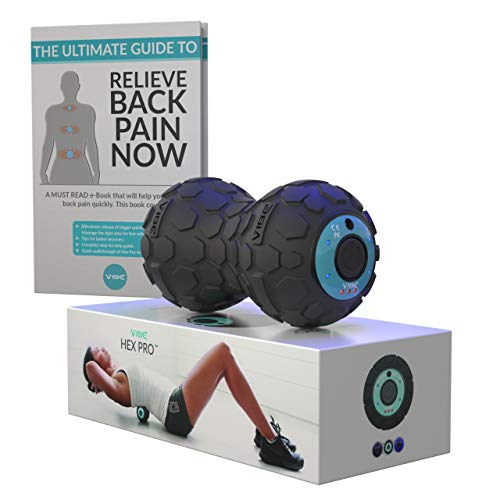 Vibe Rollers Hex Pro - Deep Tissue Vibrating Foam Roller - Ideal Massager For Sore Back Includes Back Pain Relief E-Guide | Use On Calf, Shoulder, Foot, Leg muscles
