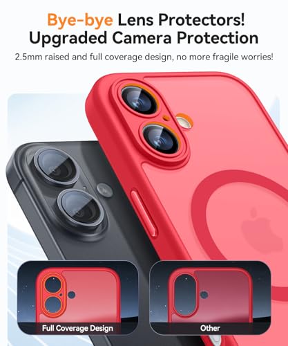 Image of CANSHN Magnetic for iPhone 17 Case, Upgraded [Full Camera Protection] [Compatible with Magsafe] [Translucent Matte] Shockproof Protective Phone Case for iPhone 17 - Red