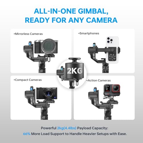 Image of FeiyuTech SCORP Mini 3 Pro Camera Gimbal with AI Tracker,Detachable Remote Handle All in One Camera Stabilizer,for Sony /Canon /Nikon /Gopro11 /DJI Action 5 pro /iPhone 16,Payload 4.4lbs,Bluetooth Control