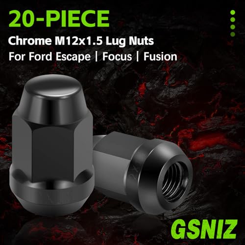 Image of 20Pcs M12x1.50 Thread - Black Closed End Bulge Acorn Style Lug Nuts - Conical 60 Degree Seat, for Chevrolet 2008-2018 Corvette,2010-2019 Cruze,2008-2013 Impala