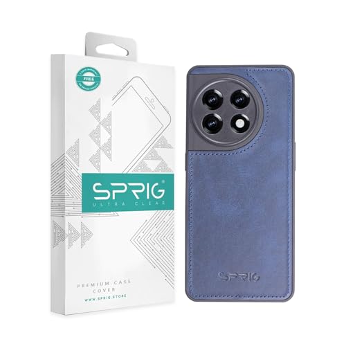 Image of SPRIG Cases Compatible with OnePlus 11 5G Matte PU Leather TPU Premium Back Cover Drop Tested Shock Proof Case for Boys and Girls with Camera Protection (Blue)