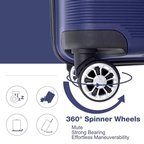 3 Pieces of Luggage, Suitcase, Luggage Set, Trolley, Travel Case, with Spinner Wheels, Combination Lock, 20/24/28 Inches, Navy Blue3