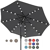 ABCCANOPY 9FT Patio Umbrella Ourdoor Solar Umbrella LED Umbrellas with 32LED Lights, Tilt and Crank...