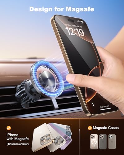 360° Magnetic MagSafe Car Phone Mount w/ Suction Cup & Vent Clip - image 4