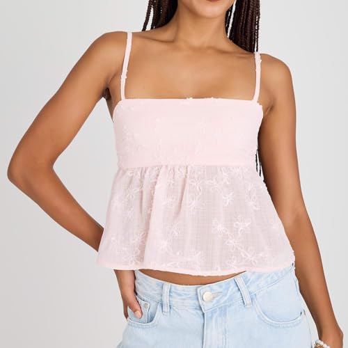 Womens Y2k Babydoll Cami Tank Ruffle Hem Sleeveless Flowy Top Teen Girl Summer Fairy Shirt Fitted Streetwear2