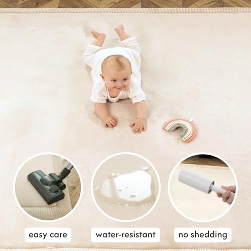Image of Hakuna Matte CloudSoft Play Mat - Beige 50 inch x 50 inch Super Soft | Waterproof Baby Rug | Luxury Cushioned Comfort | Safe & Non-Toxic for Tummy Time | OEKO-TEX Certified Modern Home Decor
