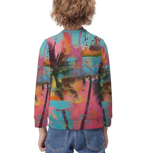 Palm Trees in Jamaica ColorsChildren's Casual Pullover Sweatshirt Loose Fit8-10Y2