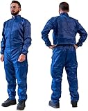 PPE Paint Suit - Coverall in Blue Navy Color for Full-Body Protection (US, Alpha, Small, Regular, Short, Blue)