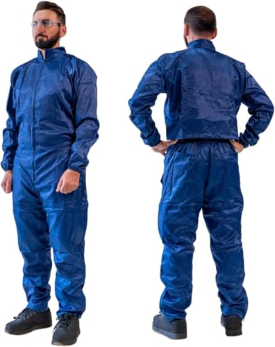 PPE Paint Suit - Coverall in Blue Navy Color for Full-Body Protection (US, Alpha, Small, Regular, Short, Blue)