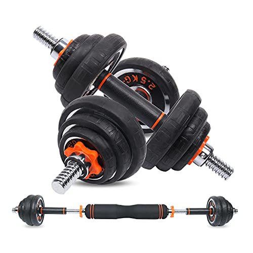 WINTECY Adjustable Dumbbells Barbell Set, 33Lb Adjustable Weights 2-in-1 Set, Flexible Barbell with Connecting Rod Fitness Equipment for Men Women Home Gym Workout Exercise Training WINTECY Adjustable Dumbbells Barbell Set, 33Lb Adjustable Weights 2-in-1 Set, Flexible Barbell with Connecting Rod Fitness Equipment for Men Women Home Gym Workout Exercise Training