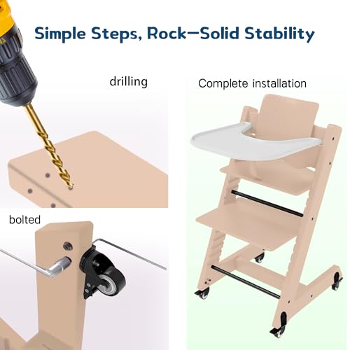Image of 360 Rotating Wheel Accessories with Safety Locks Fit for Stokke Tripp Trapp High Chair - Enhance Mobility and Convenience for Your High Chair