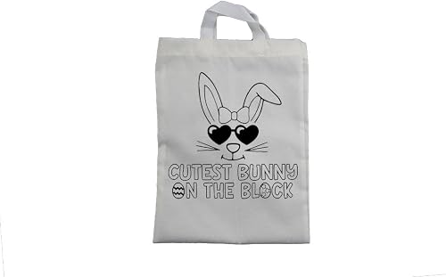 Kids Cutest Bunny On The Block Cotton White Easter Bag