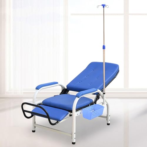 ASerZenith Fully Reclining Phlebotomy Chair With Iv Stand, Leather Recliner For Clinics And Reception Areas,Full-Lyingwithplateblackpeda