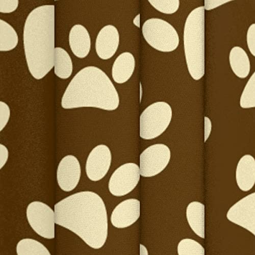 Brown Animal Paw Print Round Tablecloth With Lace Trim Spring Summer Tablecloths Polyester Table Cover Waterproof Wipeable Table Cloth Linen For Kitchen, Fits Tables 60 Inch Diameter #TOP6
