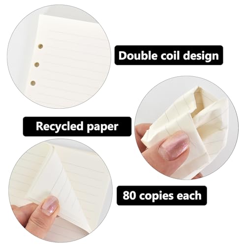 A5 Nachfüllpapier, 3 Packungen 135 Blätter Nachfüllbares Notizpapier, 6 Löcher Nachfülleinlagen Loose Notizpapier, Gepunktet Blanko Liniertem A5 Refill Leeres Papier für A5 Notizbuch (Linie)