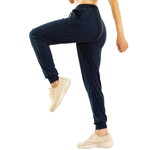 TRIUNION 2 Pack Womens Jogger Pants with Pockets Soft Tapered Joggers Sweatpants for Women Drawstring Lounge Pants4