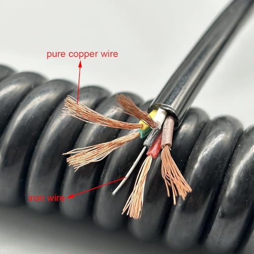 Cable en espiral de 5 núcleos extensible a 3.75 metros con base de cobre para colgar 4