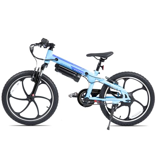 JOYSTAR 20 Inch Electric Bike for Kids Teens Ages 7+ with 250W Brushless Motor, 15 Miles 15.5MPH Electric Mountain Bicycle with Removable Battery, Children Ebikes with Dual V-Brakes, Blue