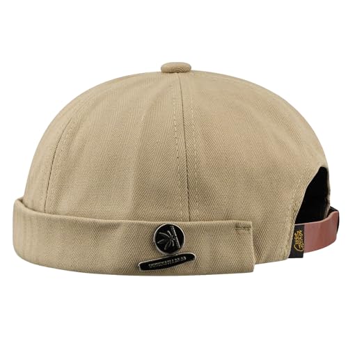 Image of CLAPE Beanie Docker Cap Mens Brimless Hats Sailor Fisherman No Visor Cap Rolled Cuff Harbour Hat Casual Skull Caps