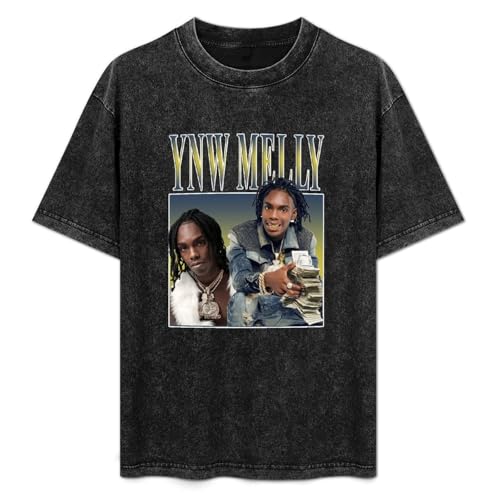 SATURNin&pd T-Shirt Unisex Retro Ynw Melly Cotton Round Neck Black M