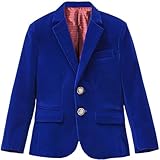 Boys Suit Jacket for Toddler Boy Kids Formal Velvet Blazer Royal Blue Size 3