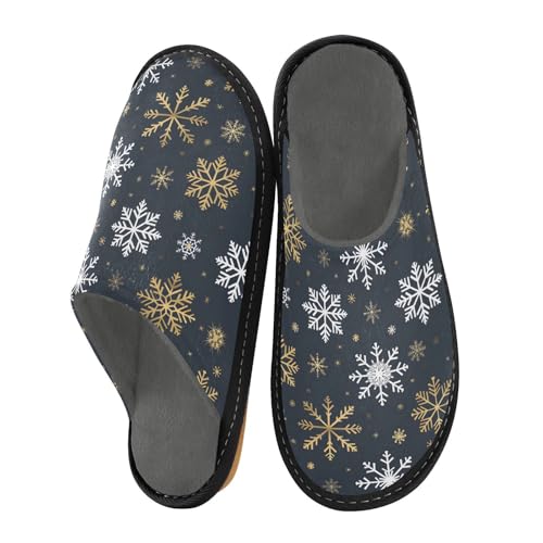Slippers for Women Christmas Snowflakes Pattern Soft Winter Warm Shoes Indoor Outdoor Non-Slip House Travel Slippers