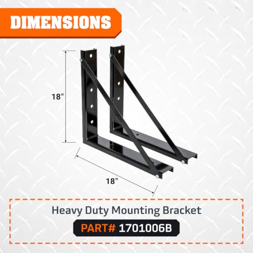 Image of Buyers Products 1701006B Formed Bolted Black Steel Mounting Brackets for Underbody Truck Tool Box, Set of 2, 18 inch x 18 inch, Corrosion Resistant With Universal Hole Pattern For Quick And Easy Mounting