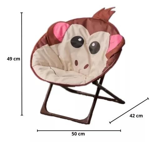 FYCAN Children Folding Monkey Chair Small Moon Recliner Baby Cartoon Backrest Chair Relaxing Chair for Kids Soft Perfect Camping Chair Foldable Indoor and Outdoor Easy to Carry for Toddler -1_Brown 1